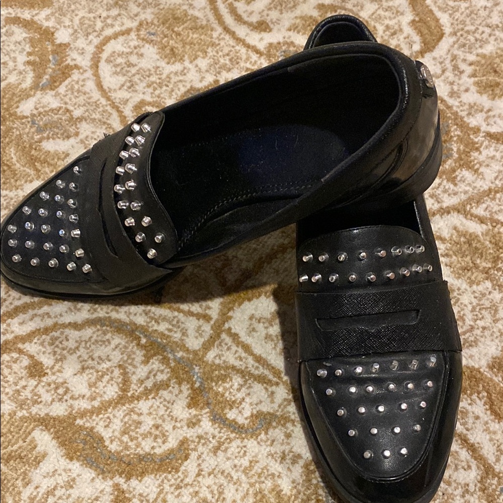 Black Studded Loafers